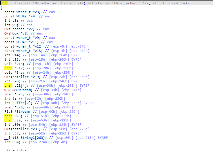 ExtractFile 的局部变量